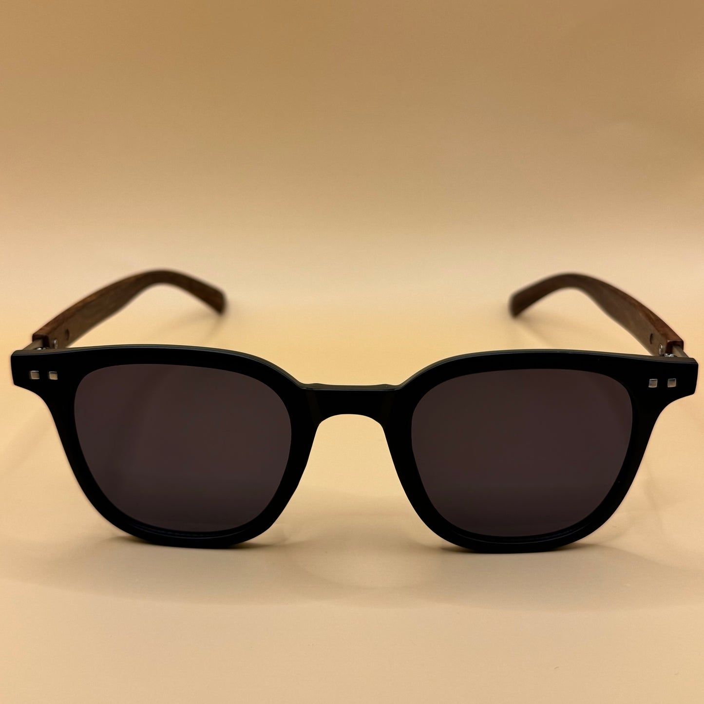 Retro Quadratische Sonnenbrille mit Holz